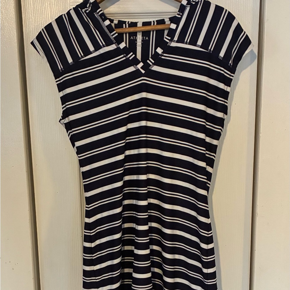 Athleta Black and White Striped Dress